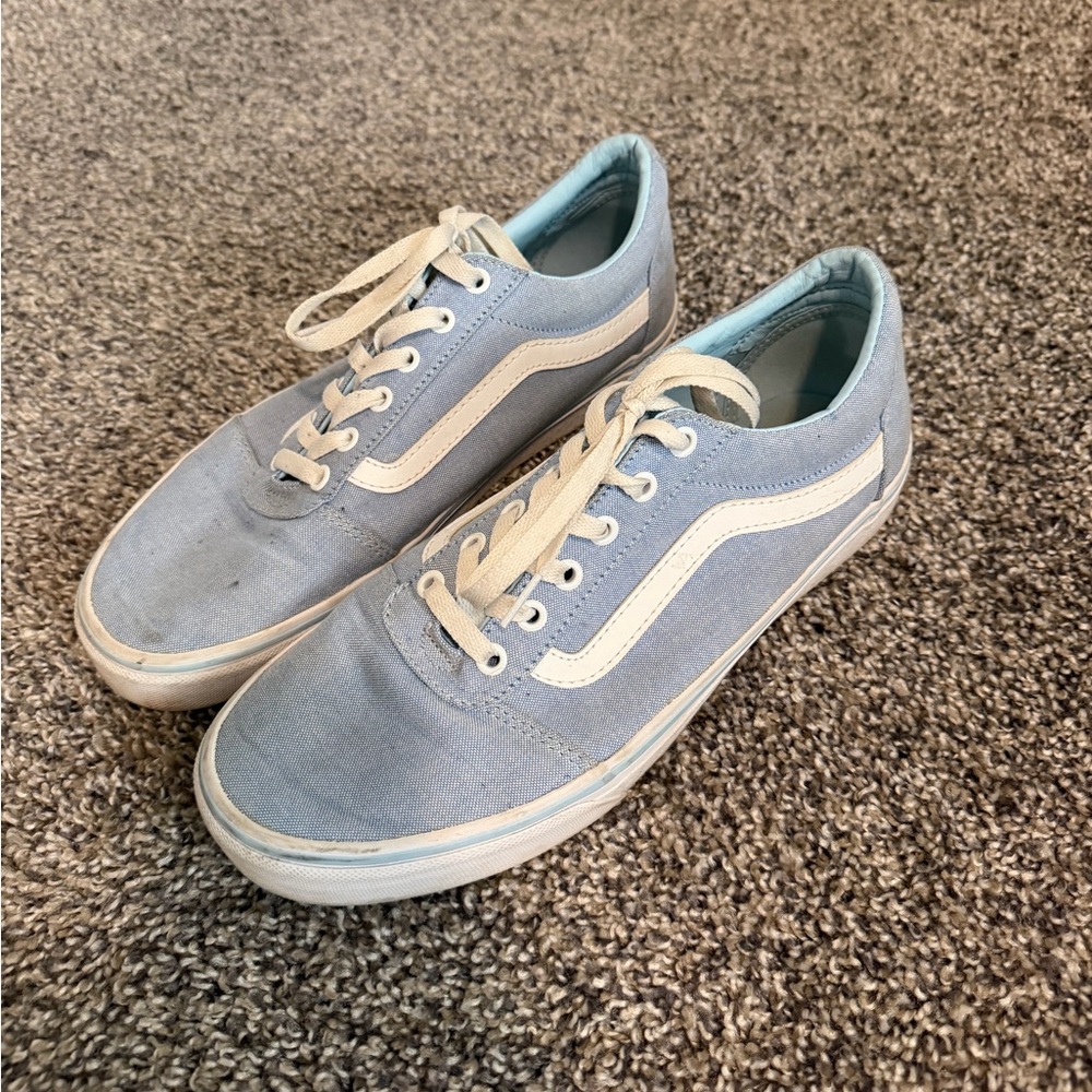 Vans Women’s Light Blue and White Sneakers